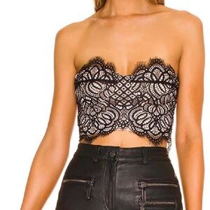 Superdown Black Lace Strapless Crop Top